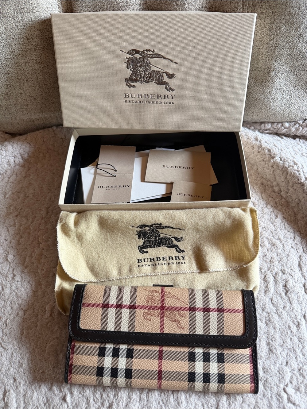 Burberry Haymarket Beige Check Wallet